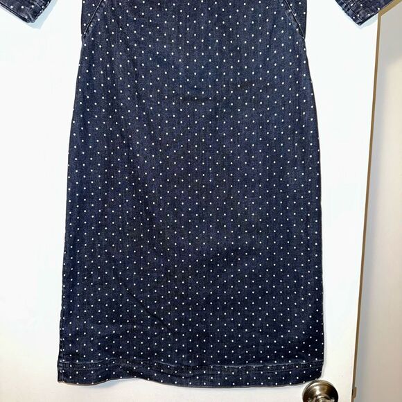 Boden Womens Rhea Denim Polka Dot Sheath Dress Size 2 EUC - Picture 2 of 12